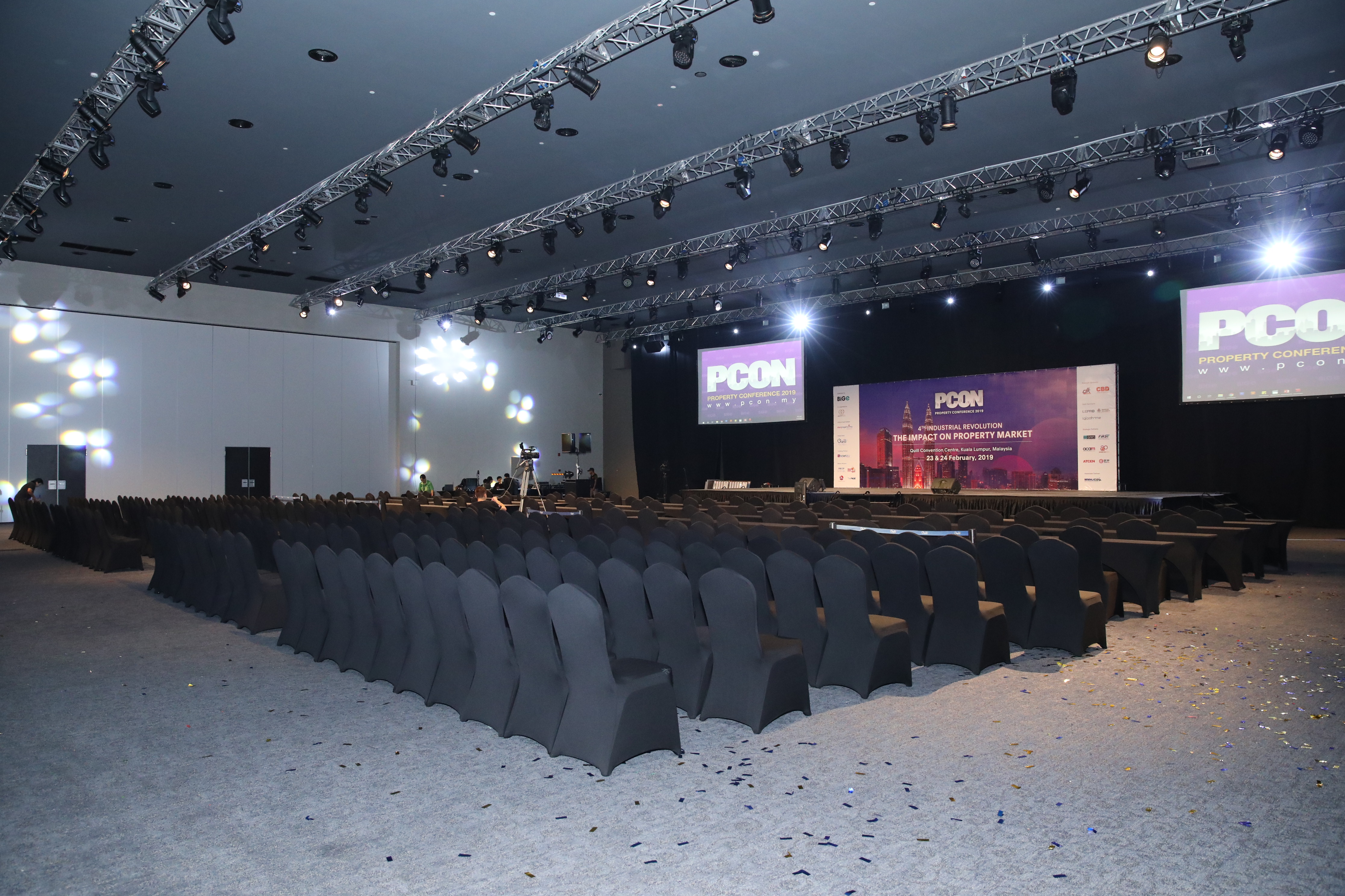 A shot of the main stage and event hall before the conference begins.
